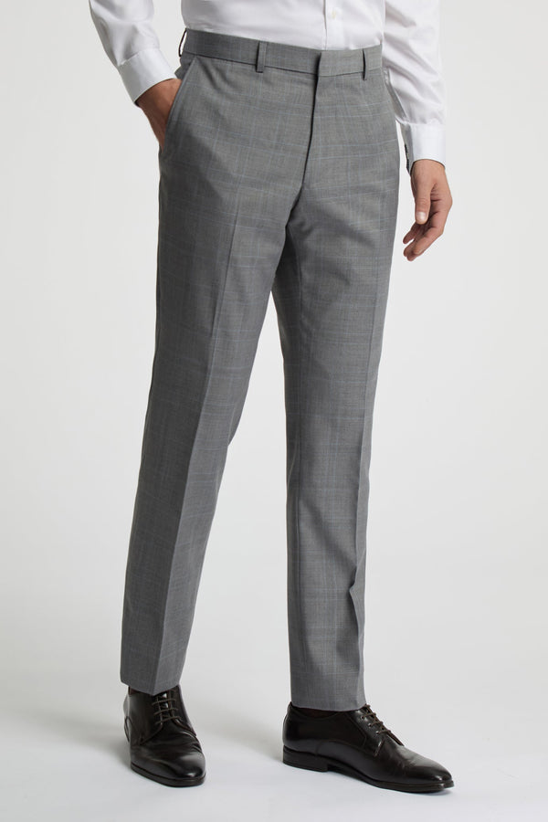 INDUS GREY SOFT CHECK SLIM TRS-Suits-INDUS GREY SOFT CHECK SLIM TRS- Ted Baker Romania